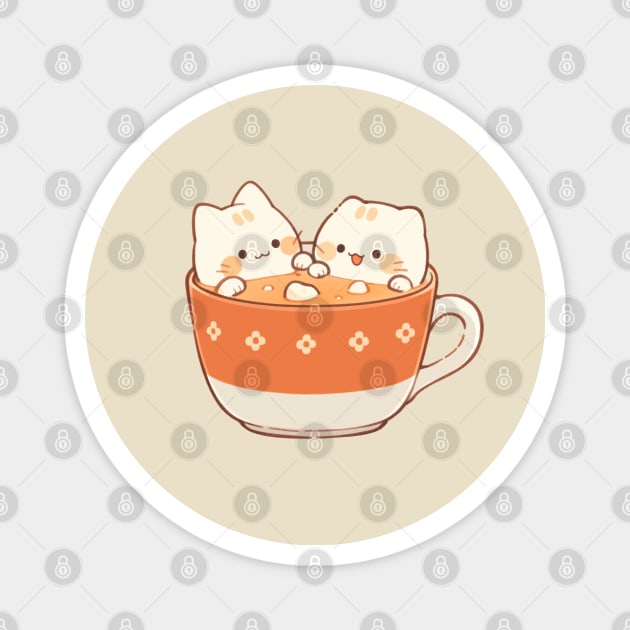 Kawaii kittens in a cup Magnet by JP